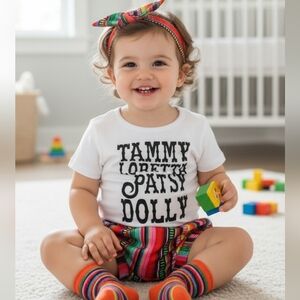 Baby Girl Serape Bloomers Headband Set Classic Country Music Icons Outfit 9-12M